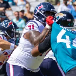 #71 TYTUS HOWARD # 44 TRAVON WALKER at HOUSTON TEXANS VS JACKSONVILLE JAGUARS OCTOBER 9^ 2022 at TIAA BANK FIELD JACKSONVILLE FLORIDA D'Avril Grant