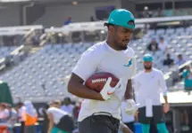 17 JAYLEN WADDLE WR MIAMI DOLPHINS VS JACKSONVILLE JAGUARS PRE SEASON WEEK 3 AUGUST 26^ 2023 EVERBANK STADIUM JACKSONVILLE FLORIDA