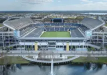 Aerial photograph of Camping World Stadium^ Orlando^ Florida^ USA. February 9^ 2024.