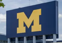 University of Michigan Wolverines' logo at NCAA football stadium Ann Arbor^ MI - May 27^ 2022