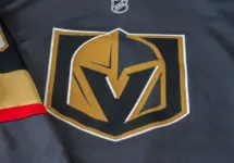 Detail of the Vegas Golden Knights jersey. The Golden Knights are a NHL hockey team. Calgary^ Alberta - September 26^ 2024