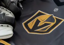 Detail of the Vegas Golden Knights jersey. The Golden Knights are a NHL hockey team.