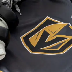Detail of the Vegas Golden Knights jersey. The Golden Knights are a NHL hockey team.