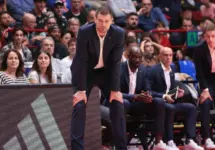Tiago Splitter follows the action in the bench in 2nd quarter during basketball game EA7 Emporio Armani Milan vs Paris Basketball^ EuroLeague 2024-2025 Round 2 Italy^ Milan^ 10- 11-2024