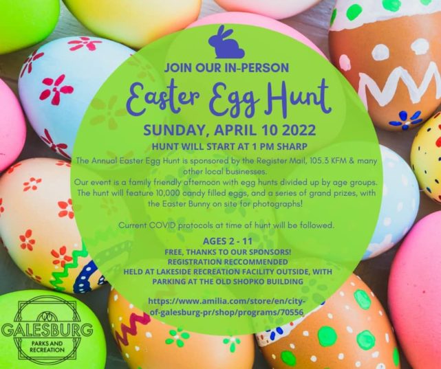 Galesburg Easter Egg Hunt at Lakeside Recreation Facility 105.3 KFM