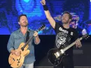 Guitarists Chad Kroeger and Ryan Peake of Canadian rock band Nickelback during a concert at Rock in Rio 2019 in Rio de Janeiro.