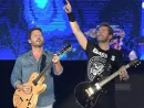 Guitarists Chad Kroeger and Ryan Peake of Canadian rock band Nickelback during a concert at Rock in Rio 2019 in Rio de Janeiro. October 6^ 2019.