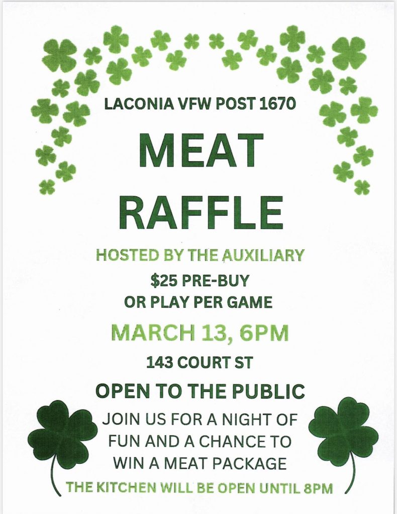 Vfw Meat Raffle Laconia VFW Post 1670 Meat Raffle | Lakes 101.5 FM