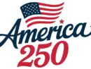 America 250 logo variations with patriotic themes