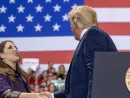 Republican National Convention Chair Ronna Romney McDaniel with President Trump in Battle Creek^ Michigan. December 18^ 2019: