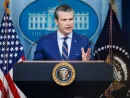 Pete Hegseth^ Defense Secretary^ speaks at a White House press briefing after a Black Hawk helicopter collided with American Airlines flight 5342 by DCA airport WASHINGTON – January 30 2025