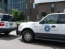 Law Enforcement Downtown Denver^ Denver Police Department cars parked Denver^ Colorado^ United States - 5.17.2023