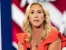 Congresswoman Marjorie Taylor Greene (R) in conversation with Sara Carter during CPAC Texas 2022 conference at Hilton Anatole Dallas^ TX - August 5^ 2022
