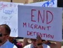 People demonstrating against children being held in the Clint^ Texas Border Patrol facility. Conditions there have been described as squalid^ inhumane and abusive. Clint^ Texas / USA - 29 June 2019