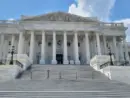 The Eastern facade with the stair to the House of Representatives of the United States Capitol Building^ on Capitol Hill in Washington DC^ USA.