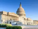 United States US Capitol Building as seen from Independence Avenue in Washington^ DC in spring.
