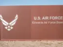 Edwards Air Force base welcome sign. LANCASTER^ CALIFORNIA^ USA - DECEMBER 17^ 2016