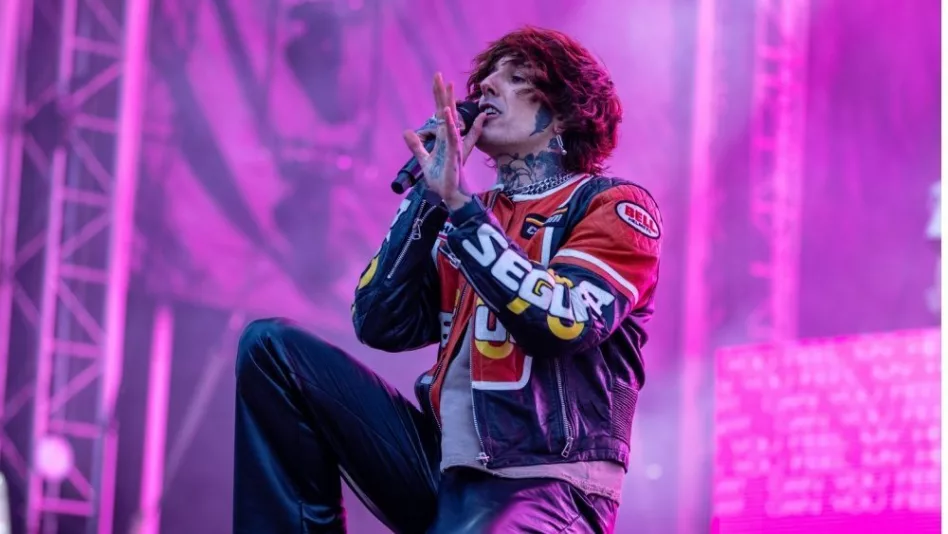 Bring Me the Horizon performing at Rockfest music festival Pictured: Oliver Sykes HYVINKAA^ FINLAND – JUNE 2 2022