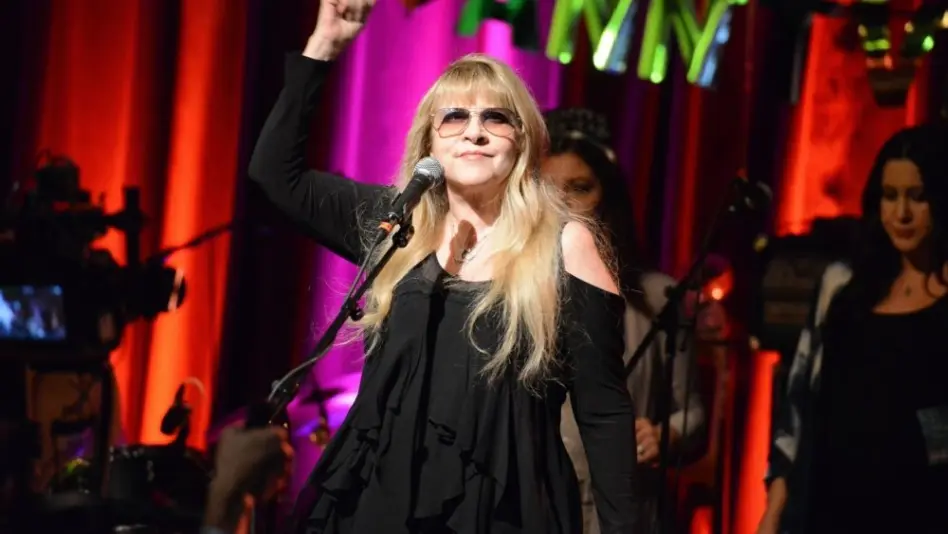 Stevie Nicks of Fleetwood Mac guests with Deer Tick on New Year's Eve at the Brooklyn Bowl music venue. Brooklyn^ New York - December 31^ 2014