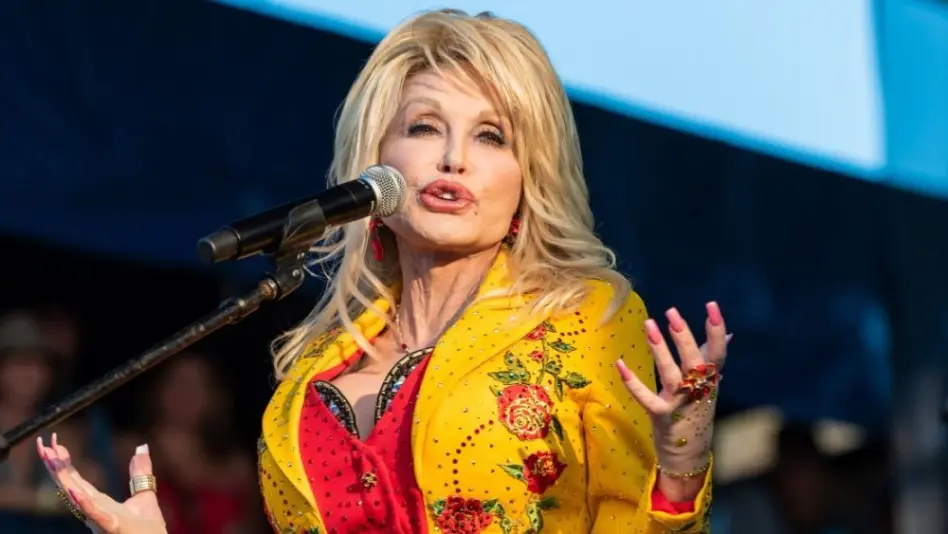 Dolly Parton performs at The Newport Folk Festival in Rhode Island. Newport^ Rhode Island^ USA - July 27^2019