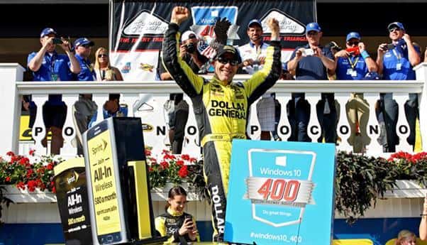 Matt Kenseth celebrates in Victory Lane for the first time at Pocono