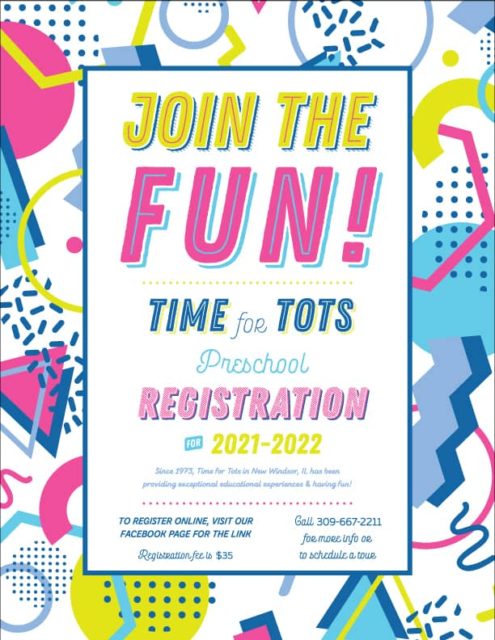Time for Tots Preschool Open Registration for 2021-2022