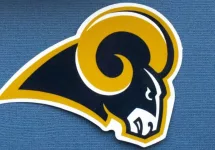 The emblem of Los Angeles Rams on a blue background.