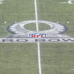Overall view of the Pro Bowl logo at mid field during the Pro Bowl at Camping World Stadium. Jan 26^ 2020; Orlando^ FL USA