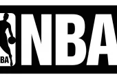 NBA logo (black and white) printed on paper and placed on white background