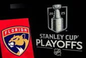 Toronto^ Canada -june 1 2025 he 2025 Stanley Cup Final will begin Wednesday^ June 4^ when the Edmonton Oilers host the defending champion Florida Panthers. Florida panther logo in front of stanley cup