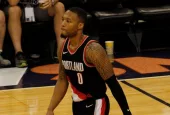 DAMIAN LILLARD guard for the Portland Trailblazers at Talking Stick Resort Arena in Phoenix Arizona USA October 11^2017.