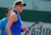 Amanda Anisimova at the 2017 Roland Garros Grand Slam tennis tournament. PARIS^ FRANCE - MAY 28
