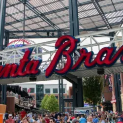 entrance to Suntrust Park in Atlanta^ Georgia^ on June 24th 2017. Suntrust Park is a ballpark and the home field of Major League Baseball's Atlanta Braves. Truist Park.
