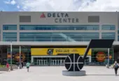 Delta Center in Salt Lake City^ Utah^ USA - June 28^ 2023. The Delta Center is an indoor venue.