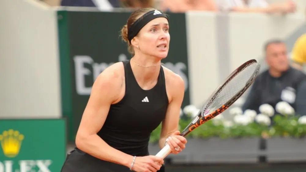 Elina Svitolina of Ukraine playing her match during 2025 Roland Garros tennis tournament. Paris^ France May 25^ 2025