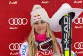Lindsey Vonn at the 2014 Audi FIS World Cup Super G LAKE LOUISE ALBERTA CANADA ^ DEC 6 2014