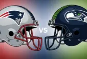 This content was generated by an Artificial Intelligence (AI) system. New England Patriots Helmet vs. Seattle Seahawk Helmet illustration