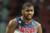 KYRIE IRVING of USA celebrates scoring during the Final game of FIBA BASKETBALL WORLD CUP 2014 at Palacio de los Deportes Arena MADRID^ SPAIN - September 14th 2014