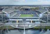 Aerial photograph of Camping World Stadium^ Orlando^ Florida^ USA. February 9^ 2024.