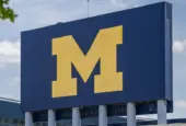 University of Michigan Wolverines' logo at NCAA football stadium Ann Arbor^ MI - May 27^ 2022