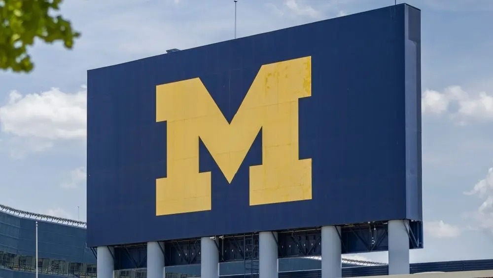 University of Michigan Wolverines' logo at NCAA football stadium Ann Arbor^ MI - May 27^ 2022