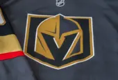 Detail of the Vegas Golden Knights jersey. The Golden Knights are a NHL hockey team. Calgary^ Alberta - September 26^ 2024