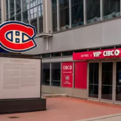 Outside the landmark Bell Centre^ home of the Montreal Canadiens of the NHL. Montreal^ Quebec - May 25^ 2024