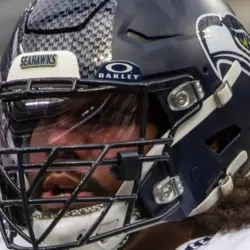 Seattle Seahawks defensive end Leonard Williams (99) warms up before an NFL football game against the Los Angeles Rams at SoFi Stadium Sunday Nov. 16^ 2025^ in Inglewood^ Calif.