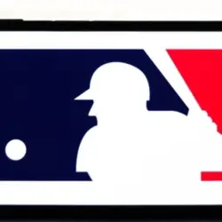 Selective focus of the MLB (Major League Baseball) logo. It is the premier professional baseball league in North America