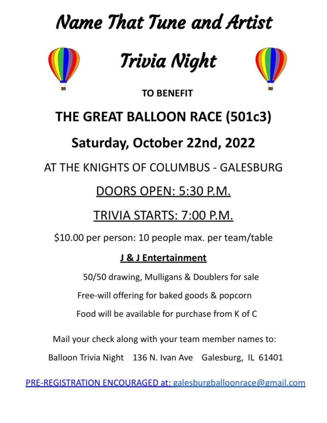 Name That Tune Music Trivia Night to benefit The Great Balloon Race