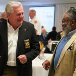 The Galesburg Chamber of Commerce hosted its 44th Annual Thanksgiving Luncheon on Monday, Nov. 21, 2022, at Cedar Creek Hall. Pictured are Knox County Sheriff David. Clague, left, and Anthony Law. (Photos by Bill Gaither)