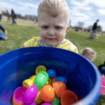 2023-Easter-Egg-Hunt-053: A large and enthusiastic crowd turned out to search for 10,000 candy filled eggs at the annual Galesburg Easter Egg Hunt on Sunday at Lakeside Recreation Facility. The event was sponsored by HyVee, 105.3 KFM and many other local businesses. (Photo courtesy STEVE DAVIS/SeedCo Media)