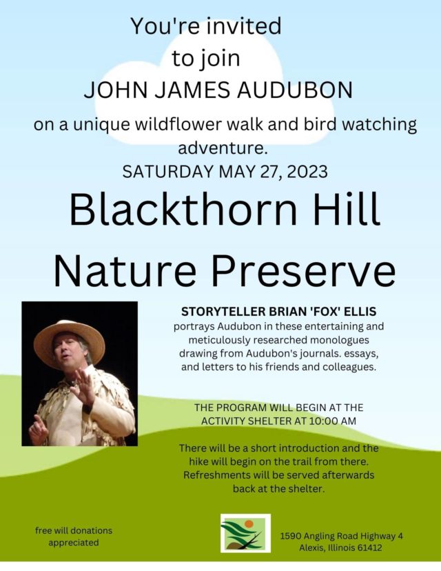 Blackthorn Hill Nature Preserve: Storytelling Hike w/ Brian ‘Fox’ Ellis as James Audubon