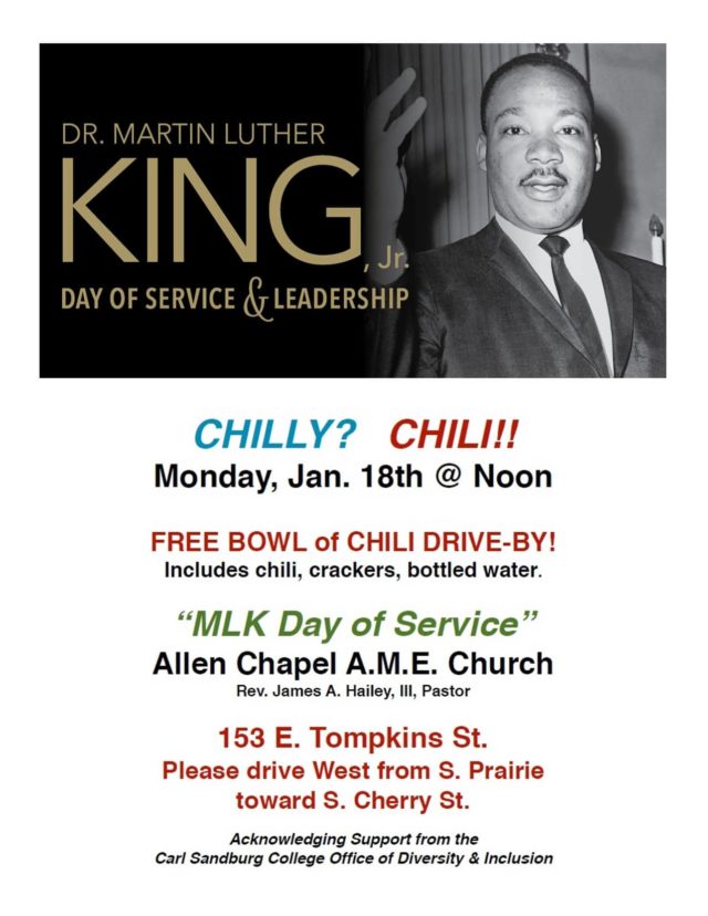 Rev. Dr. Martin Luther King, Jr. “Day of Service” Free Chili Lunch Drive-Up